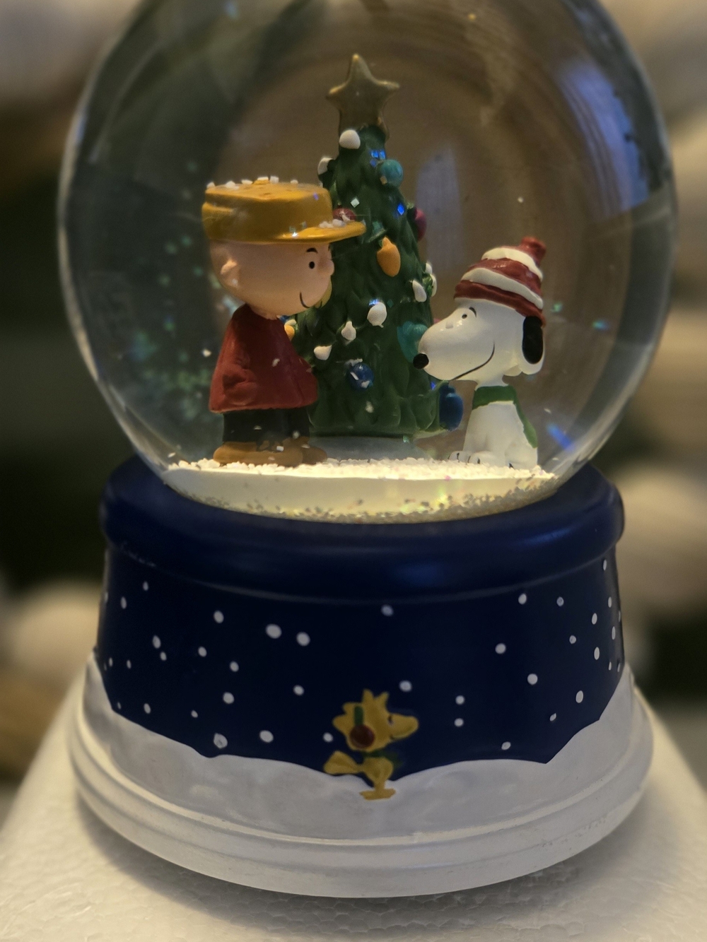 Peanuts Snoopy & Charlie Brown Holiday Snow Globe - Blue